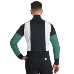 Тёплая разминочная куртка Sportful Apex Jacket 2024 елово-зелёная с белым